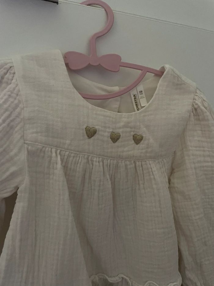 Robe gaze de coton blanche/creme 12 mois - photo numéro 3