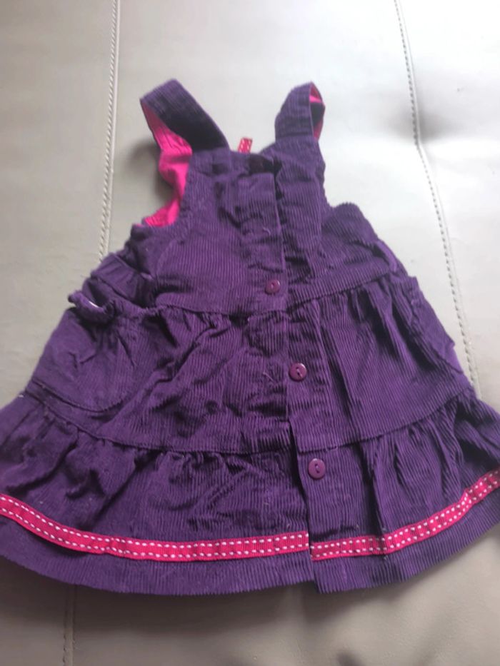 Robe velours côtelé violet et rose 6 mois - photo numéro 2