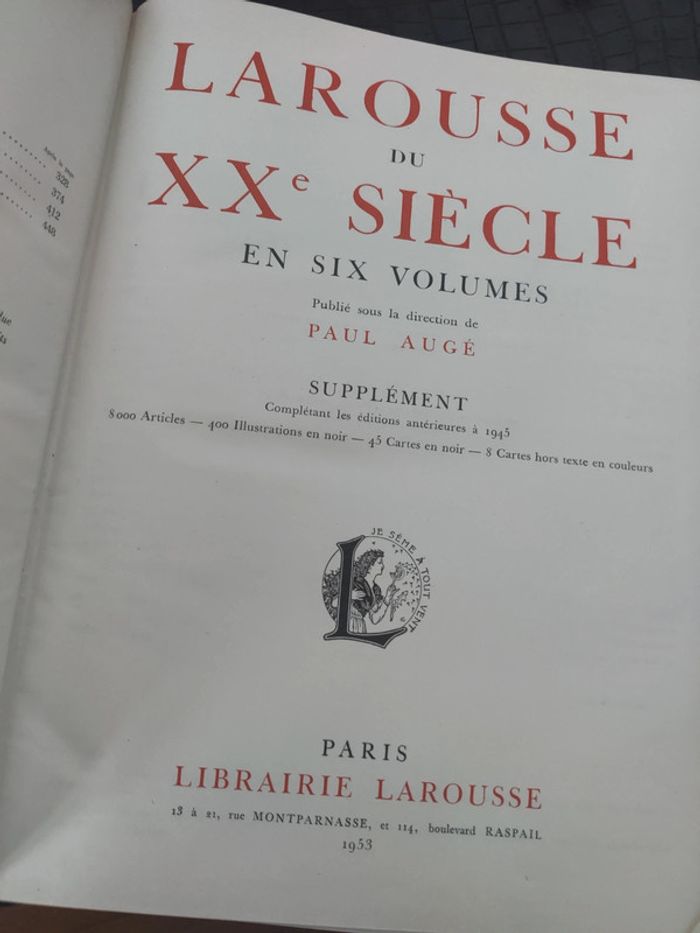 Larousse du XXè siècle - Supplément - photo numéro 3