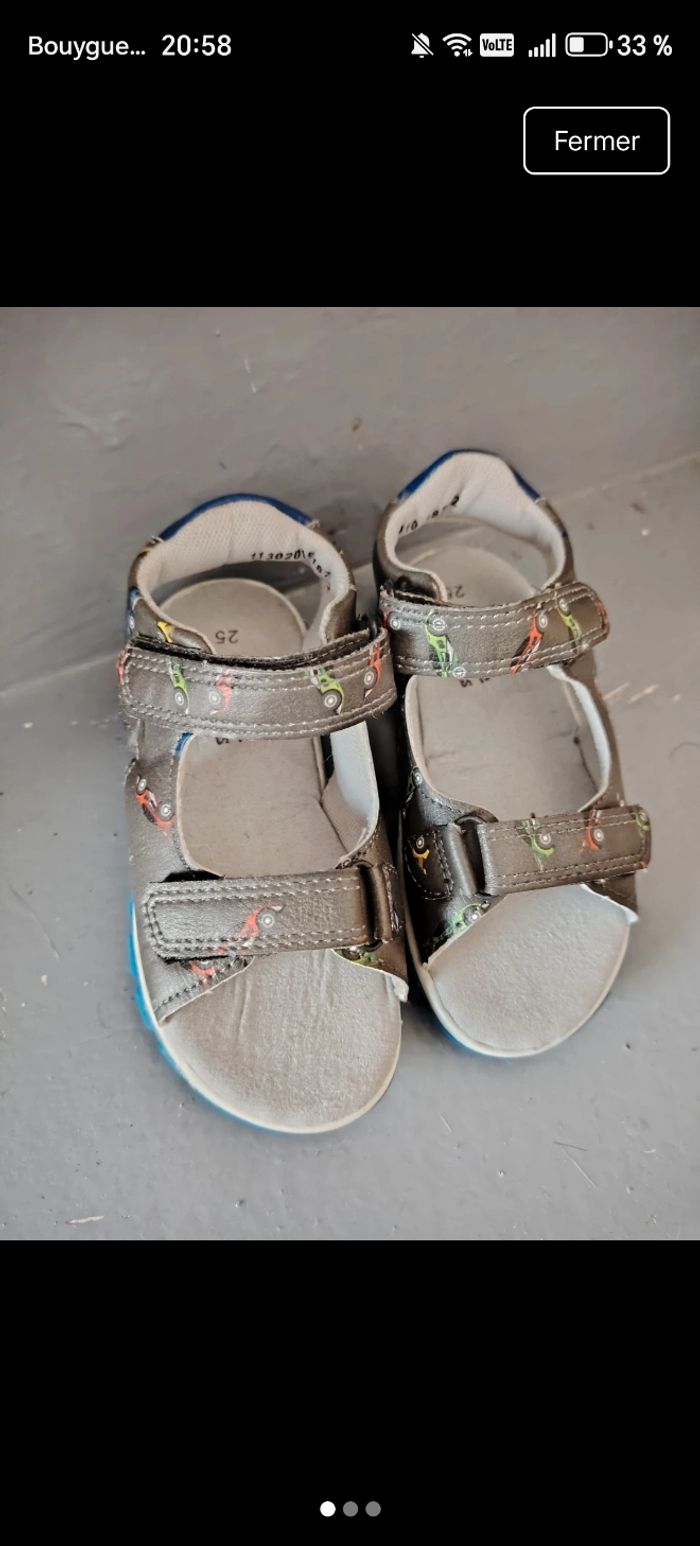 Sandales garçon grise avec motif voitures pointure 25