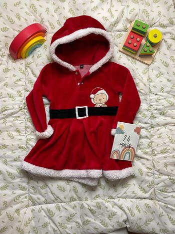 robe manches longues de noël rouge et blanc à capuche 23 mois