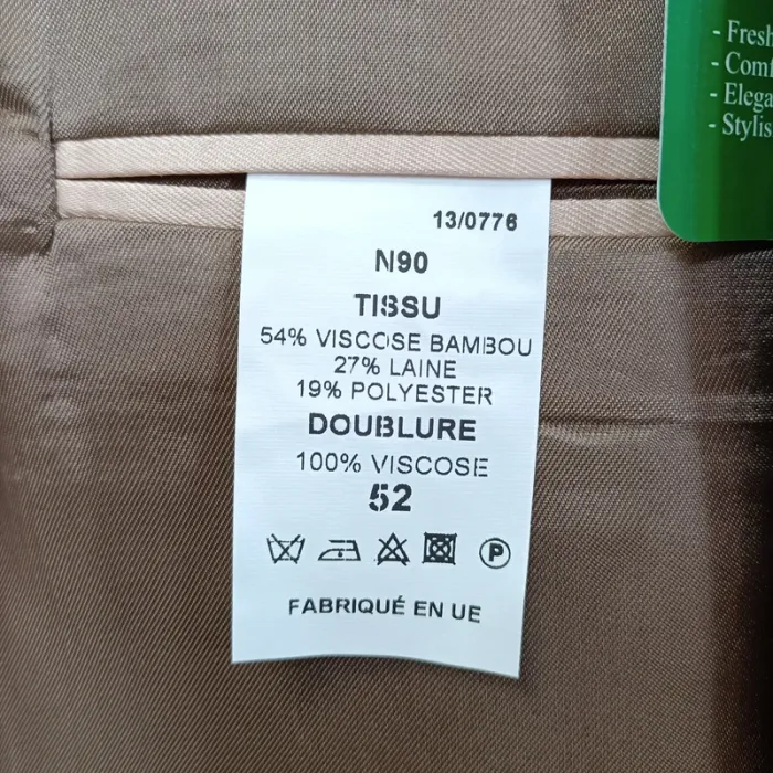 Veste de costume beige Optimal en bambou - Taille 52 A491 - photo numéro 18