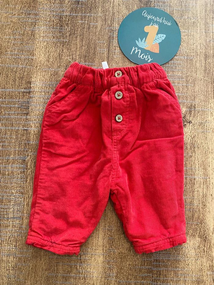 Pantalon rouge en velours taille 1 mois Orchestra