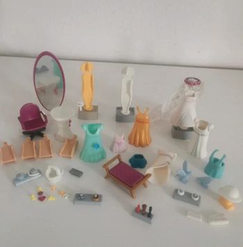 Playmobil lot vrac accessoire robe de mariés  tache de feutre sur le  voile