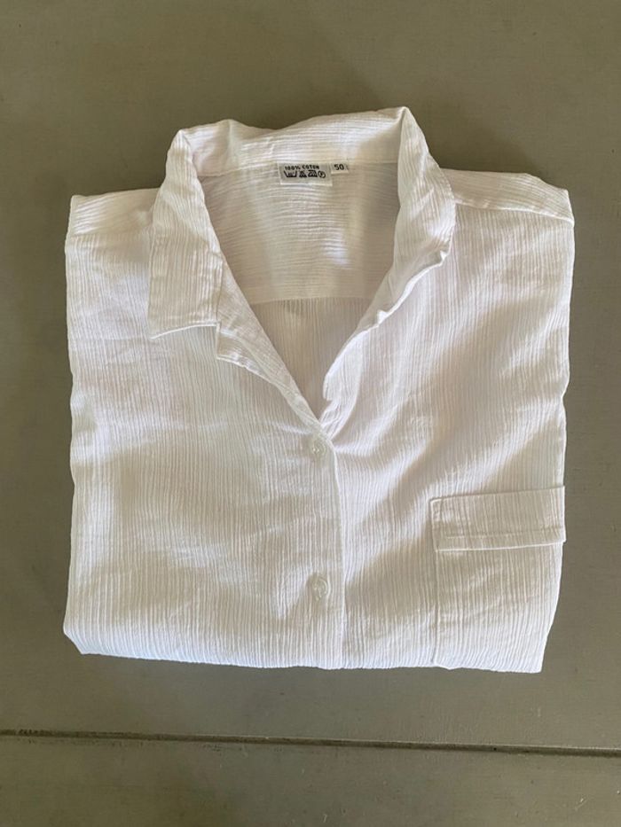 Chemise blanche vintage style en gaze de coton taille M - photo numéro 14