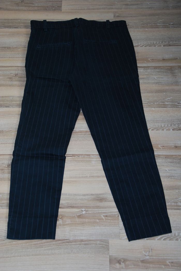 Pantalon pantacourt cigarette bleu à pince H&M femme 40 - photo numéro 2