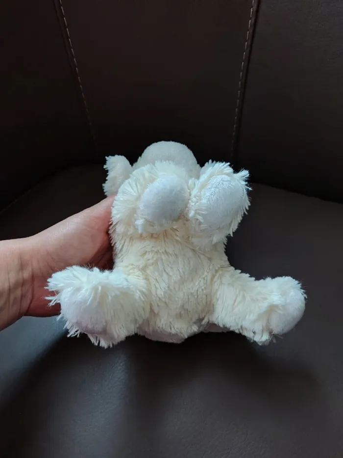 Doudou chien écru/blanc tout doux billes dans les pattes - photo numéro 3
