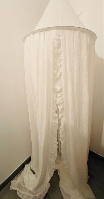 NEUF - Ciel de lit moustiquaire lit bébé avec volants Ivoire 245cm Jollein