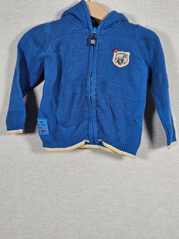 Gilet à capuche zippé sergent major  12 mois 74 cm 