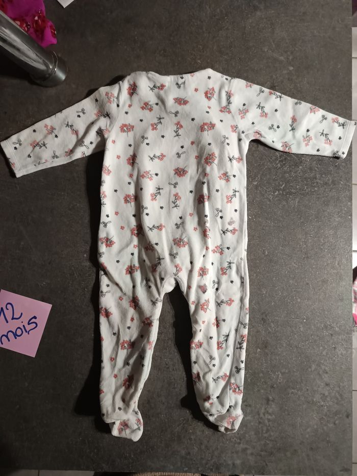Pyjama blanc fleuri noeuds 12 mois - photo numéro 4