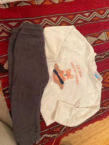 Pyjama ou vêtements de sport mixte, 24 mois thème renard en avion