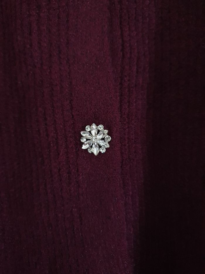 Cardigan bordeaux à boutons strass L neuf - photo numéro 4