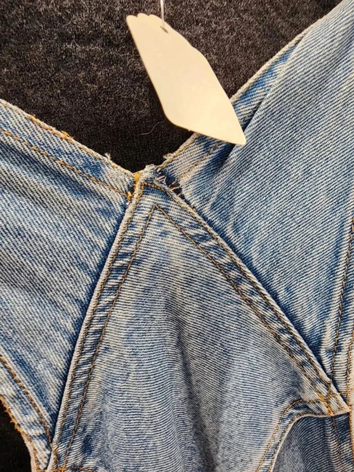 Salopette vintage en jean coton brut 100% taille m L - photo numéro 8