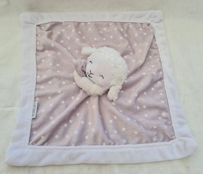 Doudou carré plat mouton blanc et gris - Étoiles- Carter's