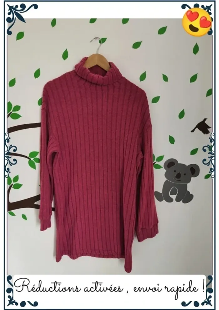 Robe pull rose femme L