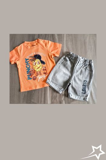 Ensemble T Shirt/ short bermuda jean gris Liberto 2 ans