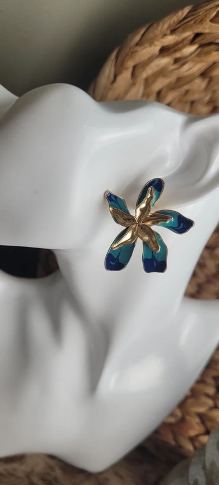 Magnifique boucles d'oreilles Orea turquoise doré - photo numéro 3
