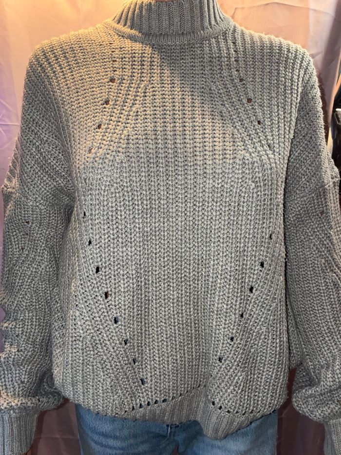 Pull Oversize Gris Chiné Jennyfer - Maille Torsadée & Détaillée - Taille XS - photo numéro 7