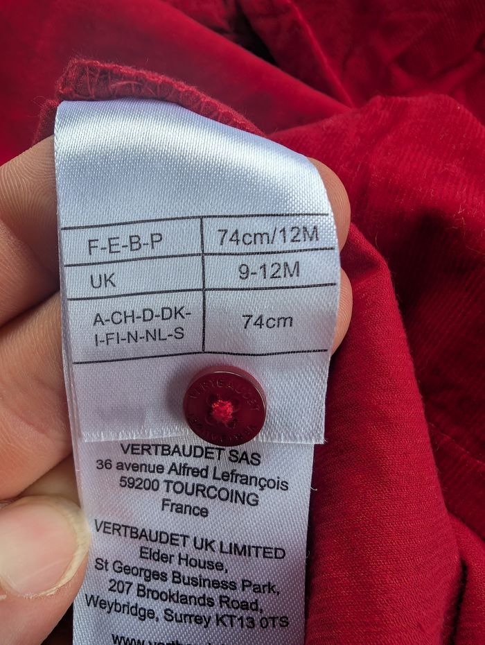 Robe rouge velours fête/ noël 9 - 12 mois Verbaudet CART 1 - photo numéro 6