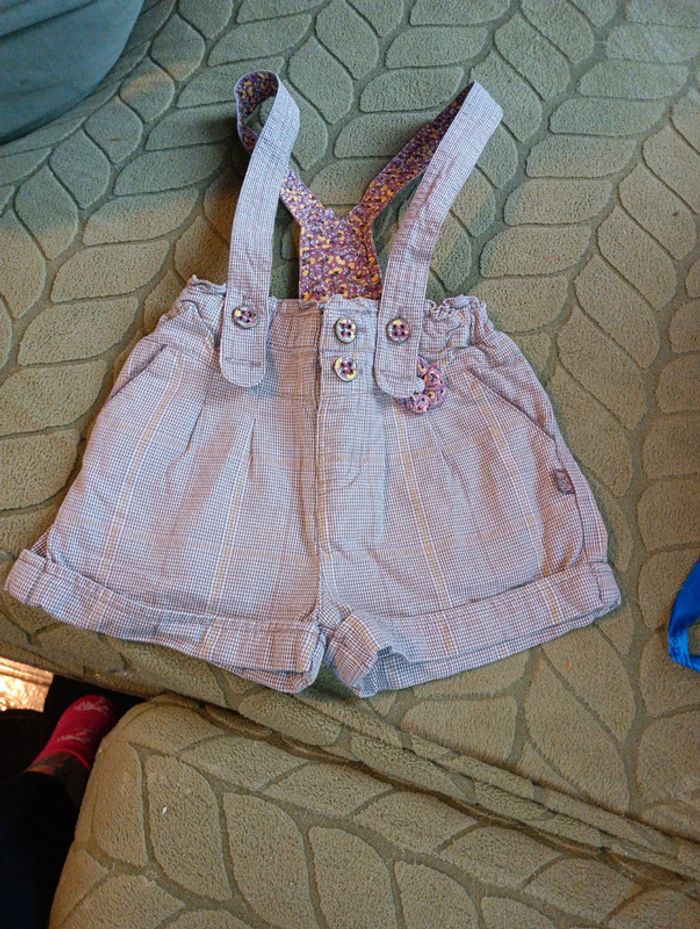 Salopette short à carreaux avec la chemise - photo numéro 2