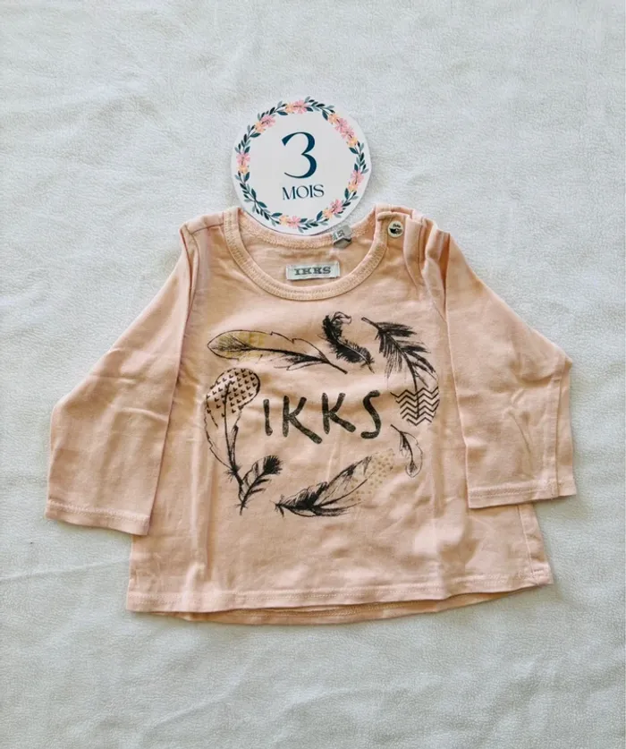 👶 T-shirt manches longues fille - IKKS - 3 mois 👶