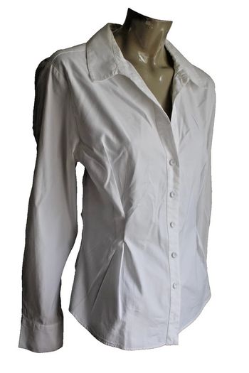 tunique chemise blouse en coton + lyocell blanc marque zara taille indiquée L = 40/42