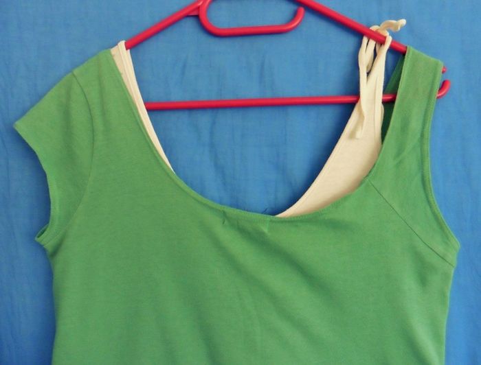 T shirt vert et creme. Ten & co. Coton. Taille 38 - photo numéro 4