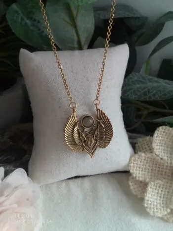 Collier scarabée pierres de labradorite