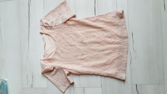 Vêtement femme haut top tee-shirt manches courtes saumon Camaïeu taille S