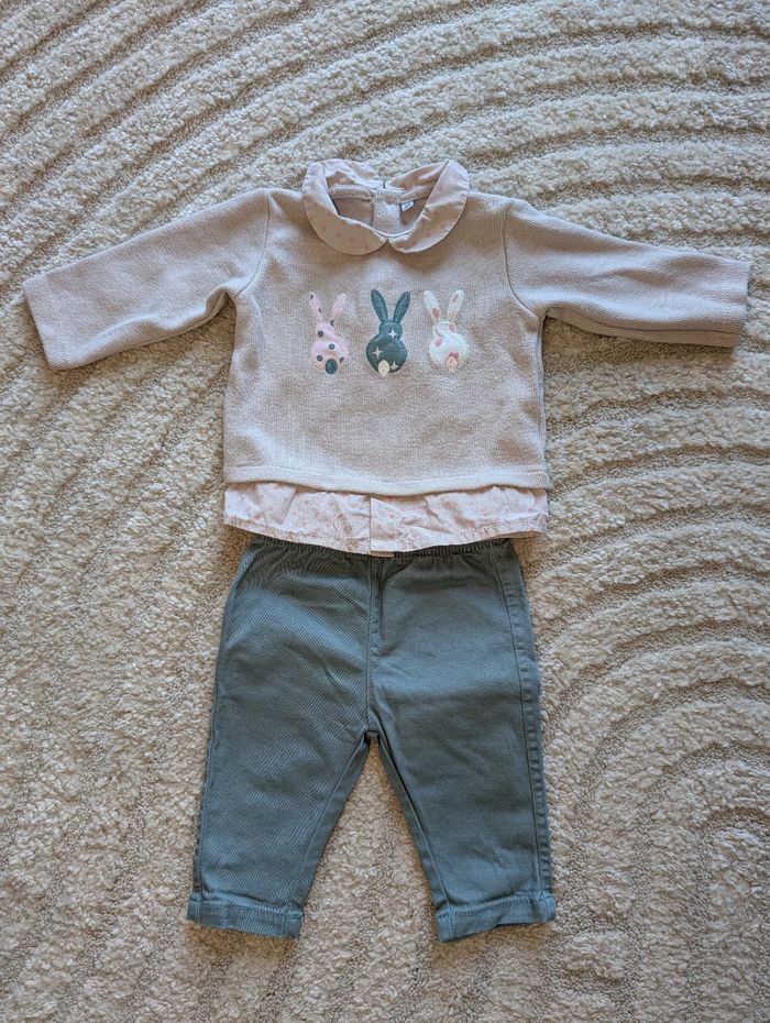 Ensemble pull et pantalon de mi-saison, bébé fille, 3 mois
