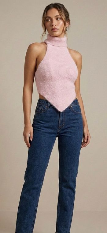 Débardeur col roulé Rose