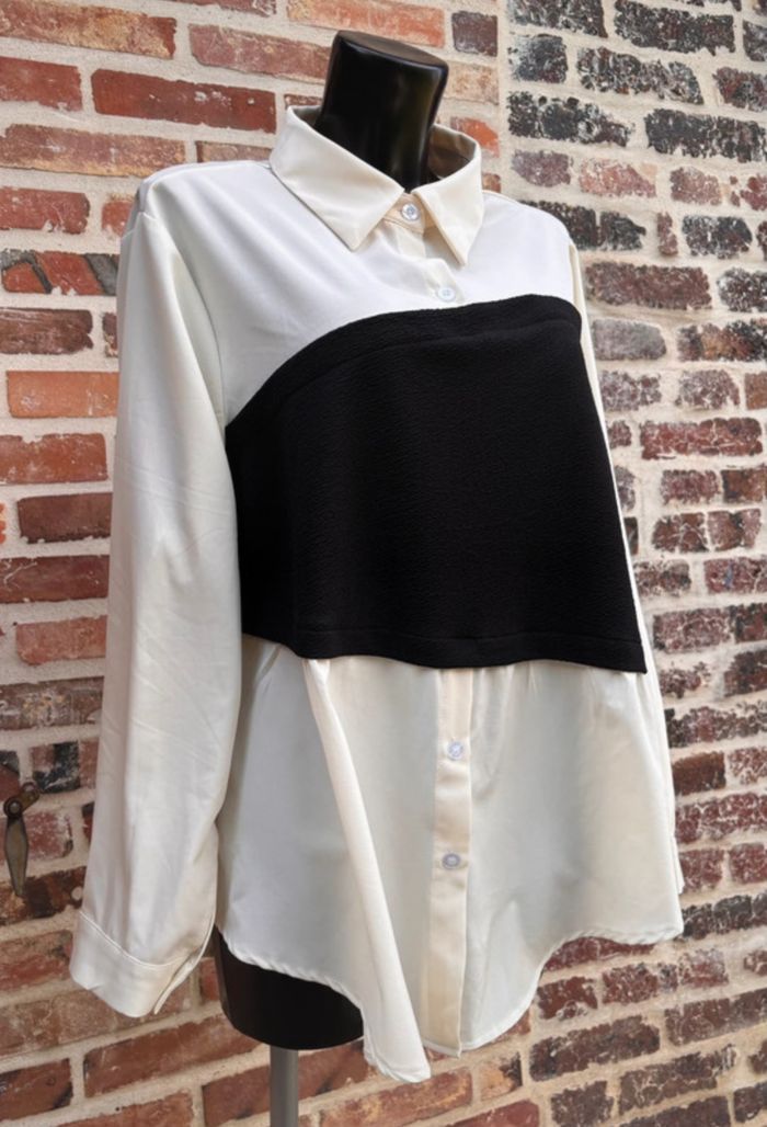 Chemise à manches longues avec bloc de couleur T48 (2XL) • Shein Curve - photo numéro 2