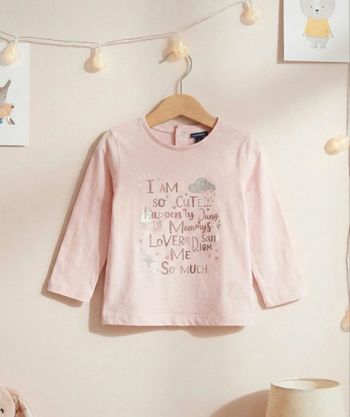 T-shirt manches longues rose Kiabi - 9 mois