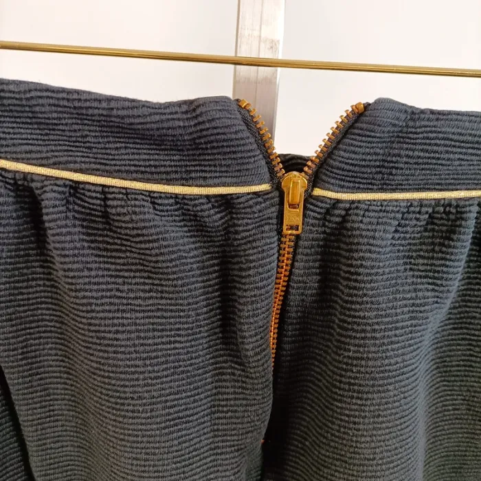 Short bleu marine texturé taille haute zip doré détail passepoil chic taille XL estimée A1388 - photo numéro 3