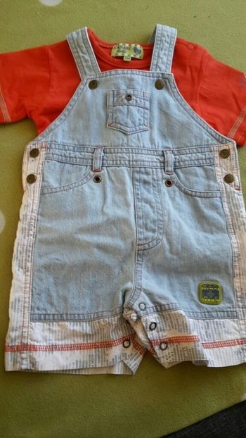Ensemble 2 pièces salopette Jean - Taille 6 mois