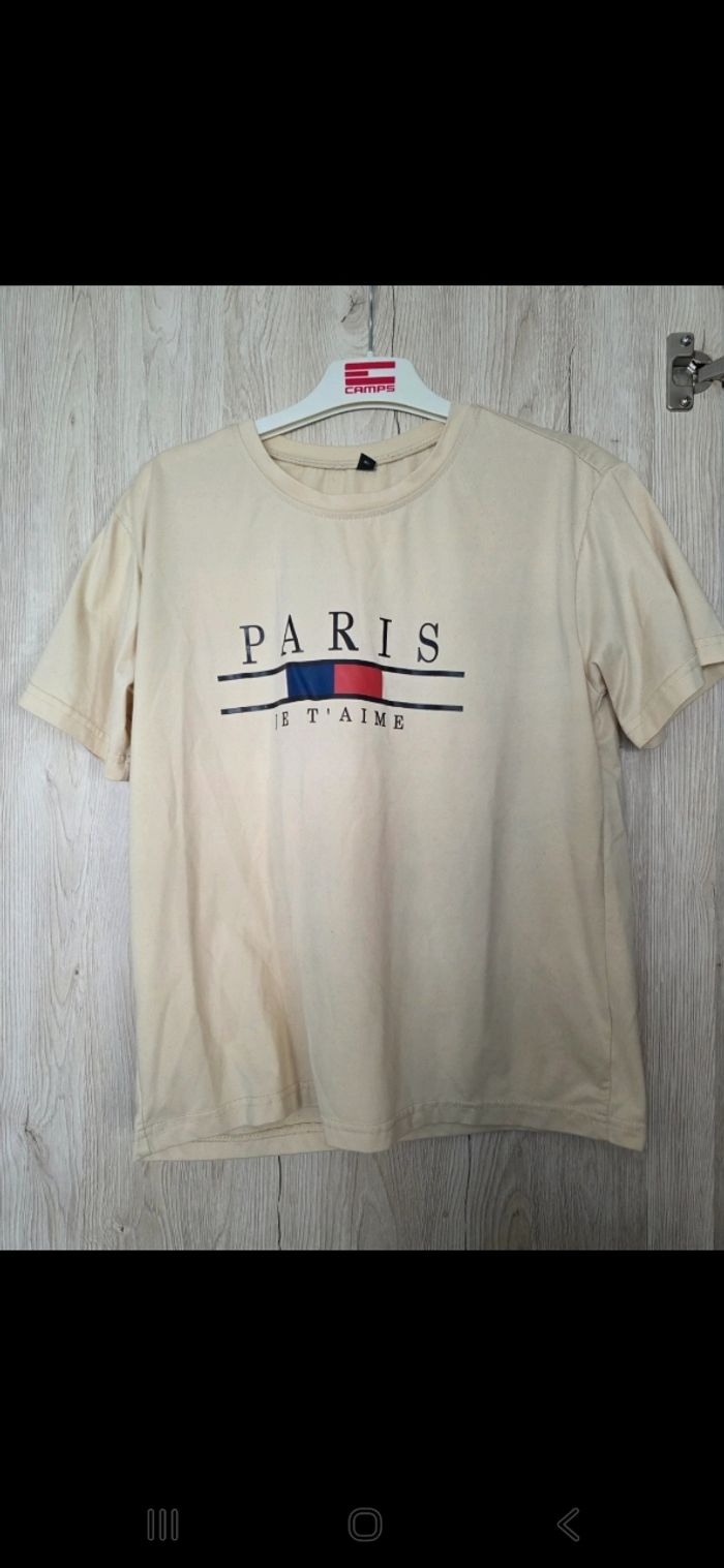 TEE-SHIRT GARÇON MOTIF PARIS JE T'AIME TAILLE 11 ANS