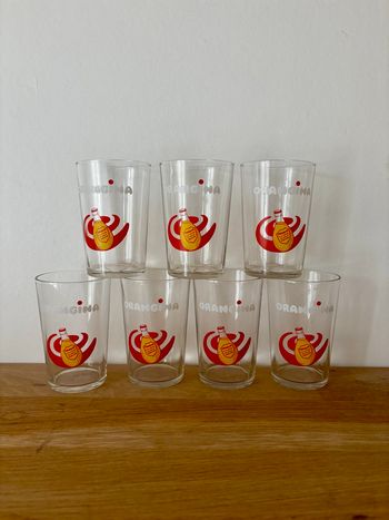 Lot de 7 verres orangina vintage