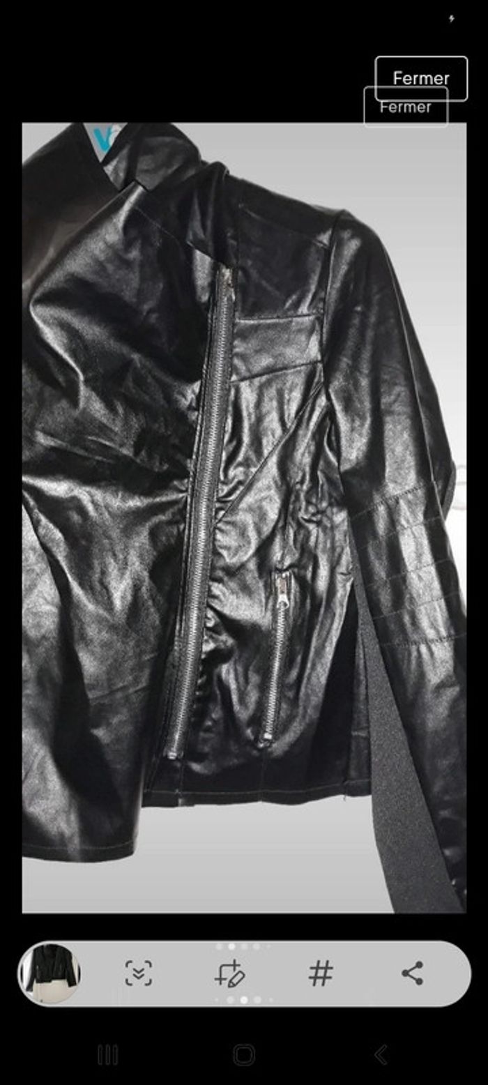 Veste zippée simili cuir femme M - photo numéro 2