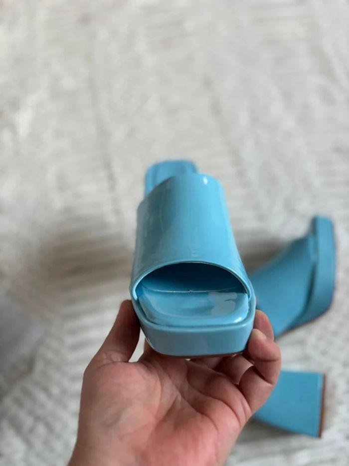 Sabots à talons femme vernis bleu pastel 38 - photo numéro 5