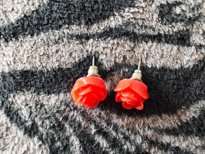 Boucles d'oreilles roses rouge - photo numéro 2