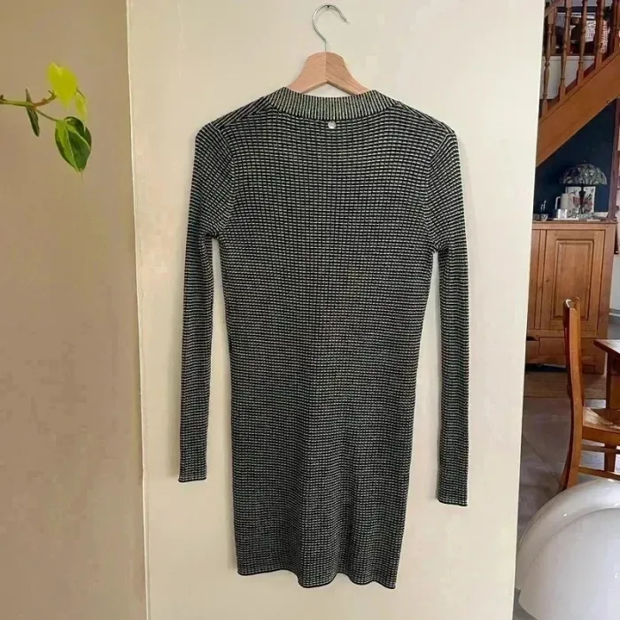 Robe pull gilet Liu Jo T.40 noir et blanc, maille stretch, col V profond chic et près du corps V025 - photo numéro 5