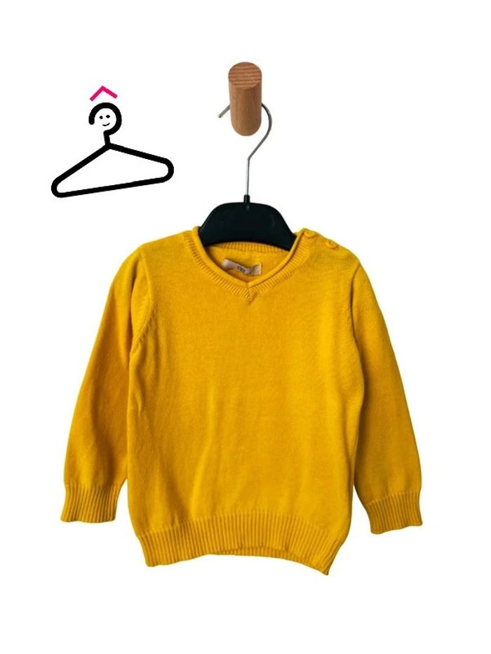 Pull léger en coton (jaune col V) - La Redoute 9 mois