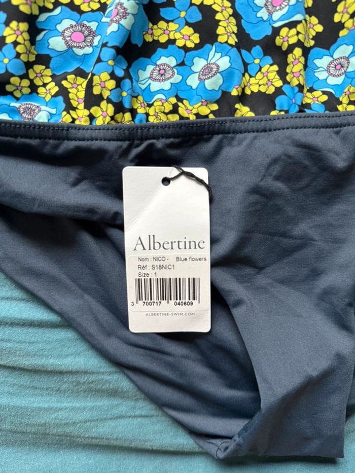 Maillot de bain 1 pièce Albertine “Nico” Blue Flowers – Taille 1 - photo numéro 3