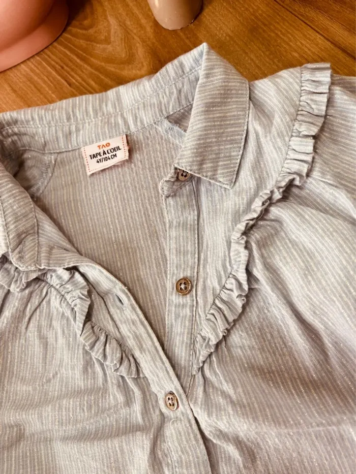 Taille 4 ans tenue 3 pièces fille multimarques blanc bleu clair et marine * rayures * 🩷 - photo numéro 5