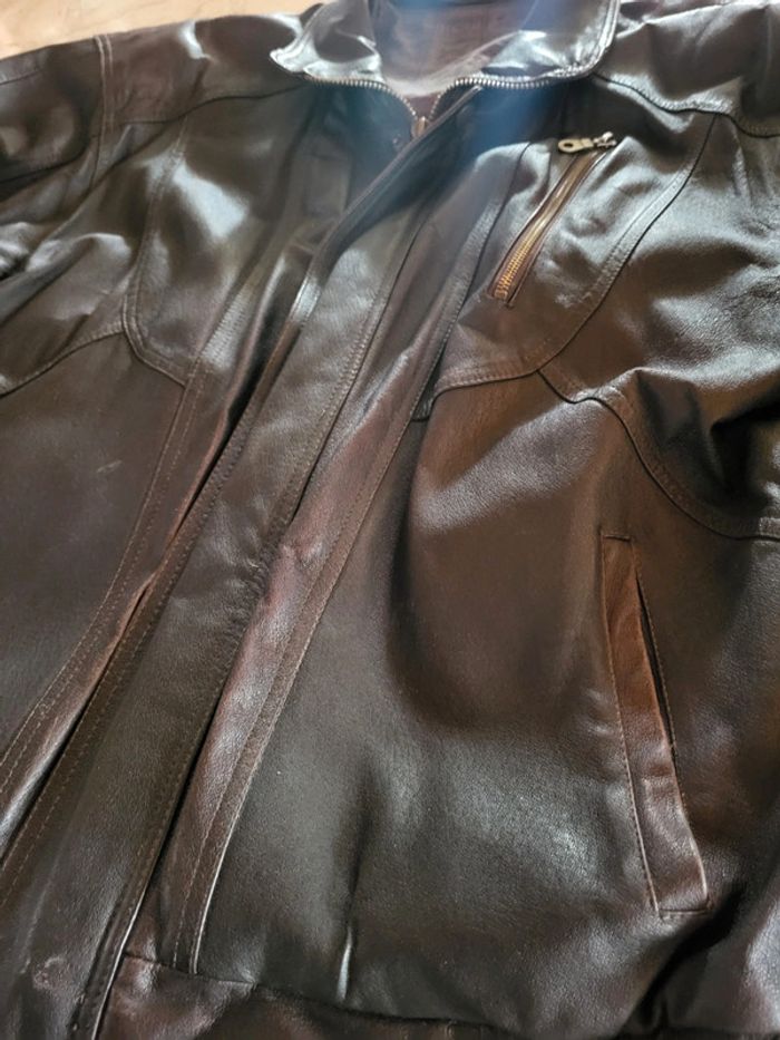Cuir vintage marron foncé taille 48 - XL - photo numéro 7