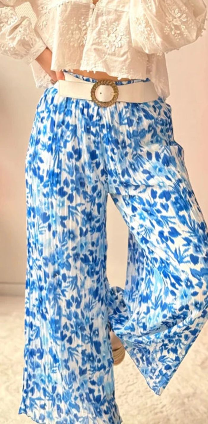 Pantalon fluide bleue et blanc - photo numéro 2