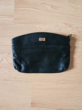 Porte monnaie noir en cuir vintage