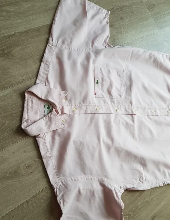 Chemise Lacoste manches courtes rose clair taille 41 - photo numéro 5