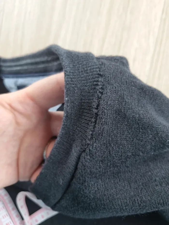 Pull a col V noir Tommy hilfiger Homme Taille M - photo numéro 7