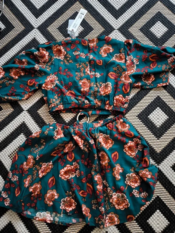 Robe fleurie Minkpink  Olivia in teal Taille M  Neuve - photo numéro 4